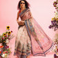 Beige Cotton Blend Printed Madhubani Saree with Unstitched Blouse - Hiral Fashion | Swadesiicart