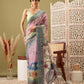 Pink Cotton Blend Printed Madhubani Saree with Unstitched Blouse - Hiral Fashion | Swadesiicart