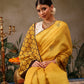 Hiral Fashion Yellow Chanderi Cotton Blend Animal Digital Print Saree | Swadesiicart