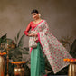 Hiral Fashion Green Chanderi Cotton Blend Floral Digital Print Saree | Swadesiicart