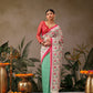 Hiral Fashion Green Chanderi Cotton Blend Floral Digital Print Saree | Swadesiicart