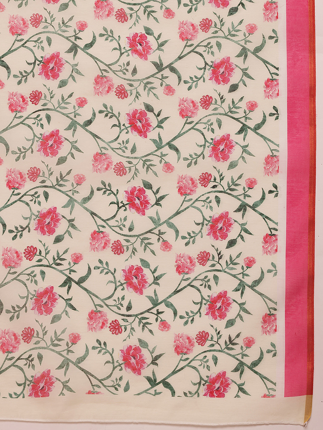 Hiral Fashion Green Chanderi Cotton Blend Floral Digital Print Saree | Swadesiicart