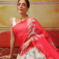 Hiral Fashion White Chanderi Cotton Blend Abstract Digital Printed Saree | Swadesiicart
