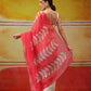 Hiral Fashion White Chanderi Cotton Blend Abstract Digital Printed Saree | Swadesiicart