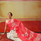 Hiral Fashion White Chanderi Cotton Blend Abstract Digital Printed Saree | Swadesiicart