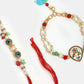 NVR Women & Men Set of 2 Multicolor Artificial Beads Bhaiya Bhabhi Rakhi With Roli Chawal | Swadesiicart