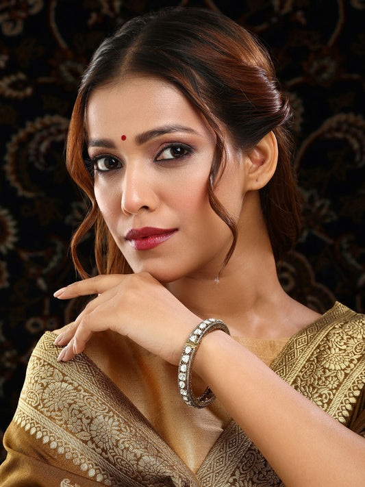 Ruby Raang 22k Gold Polished Kundan Bracelet | Swadesiicart