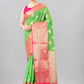 Hiral Fashion Green Banarasi Silk Blend Floral Woven Design Saree | Swadesiicart