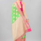Hiral Fashion Green Banarasi Silk Blend Floral Woven Design Saree | Swadesiicart