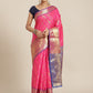 Hiral Fashion Pink Banarasi Silk Blend Abstract Woven Design Saree | Swadesiicart