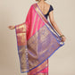 Hiral Fashion Pink Banarasi Silk Blend Abstract Woven Design Saree | Swadesiicart