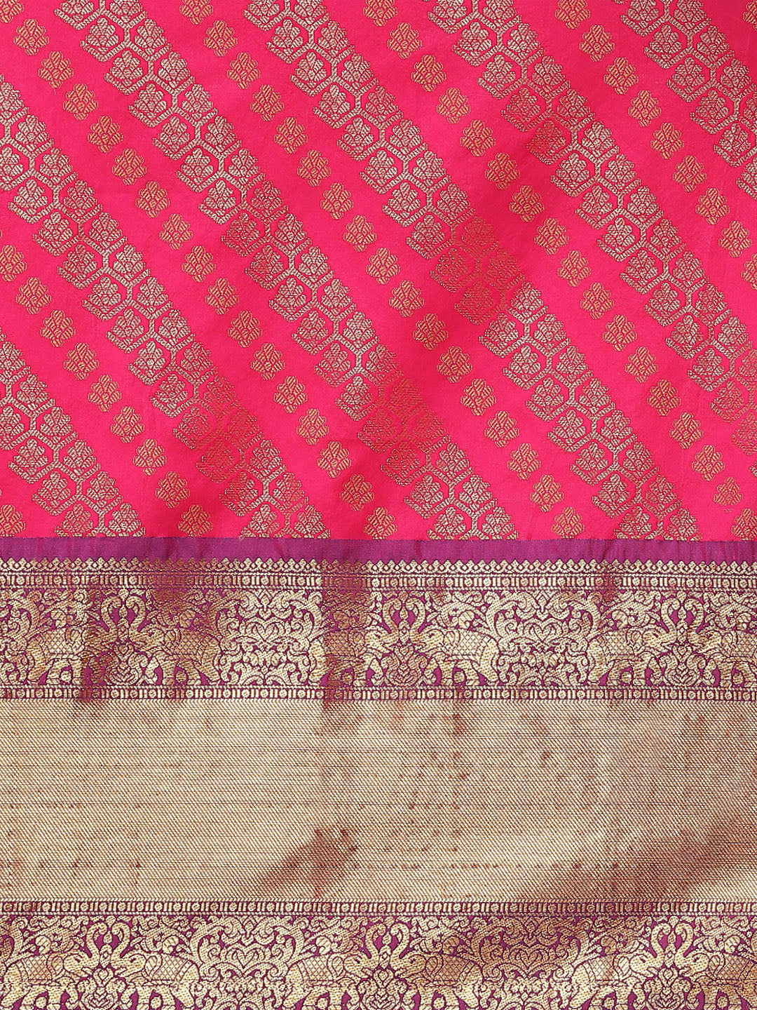 Hiral Fashion Pink Banarasi Silk Blend Abstract Woven Design Saree | Swadesiicart