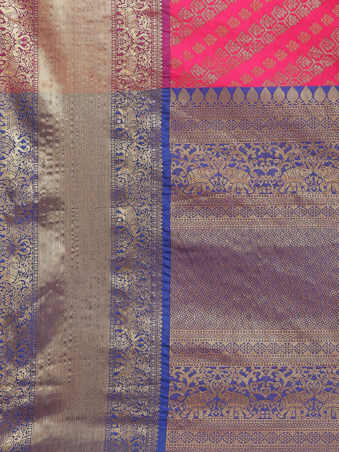 Hiral Fashion Pink Banarasi Silk Blend Abstract Woven Design Saree | Swadesiicart