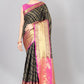 Olive Banarasi Silk Woven Zari Design Striped Saree with Unstitched Blouse - Hiral Fashion | Swadesiicart