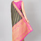 Olive Banarasi Silk Woven Zari Design Striped Saree with Unstitched Blouse - Hiral Fashion | Swadesiicart