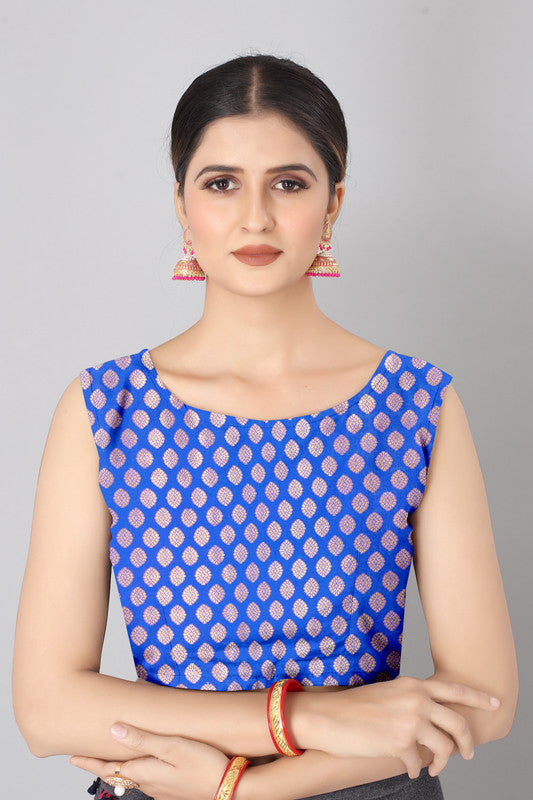Red Silk Blend Woven Zari Design Abstract Saree with Unstitched Blouse - Hiral Fashion | Swadesiicart