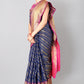 Navy Blue Banarasi Silk Woven Zari Design Striped Saree with Unstitched Blouse - Hiral Fashion | Swadesiicart