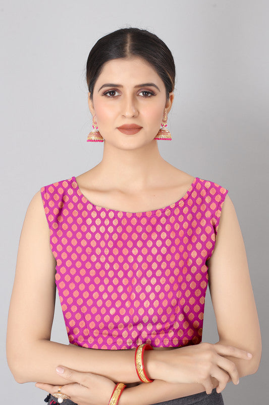 Navy Blue Banarasi Silk Woven Zari Design Striped Saree with Unstitched Blouse - Hiral Fashion | Swadesiicart