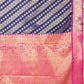 Navy Blue Banarasi Silk Woven Zari Design Striped Saree with Unstitched Blouse - Hiral Fashion | Swadesiicart