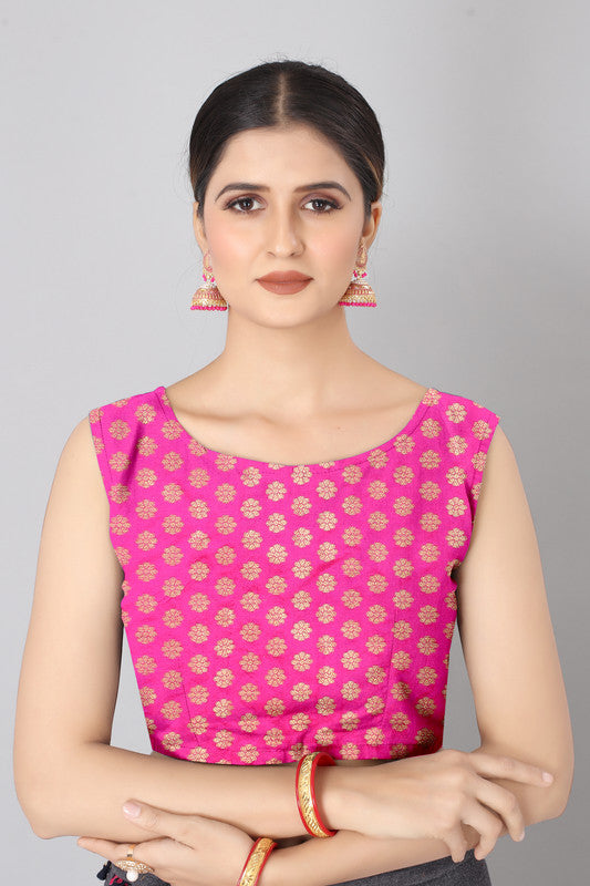 Navy Blue Silk Blend Woven Zari Design Striped Saree with Unstitched Blouse - Hiral Fashion | Swadesiicart