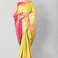 Yellow Silk Blend Woven Zari Design Striped Saree with Unstitched Blouse - Hiral Fashion | Swadesiicart
