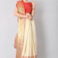 White Silk Blend Woven Zari Design Striped Saree with Unstitched Blouse - Hiral Fashion | Swadesiicart