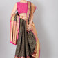 Black Silk Blend Woven Zari Design Striped Saree with Unstitched Blouse - Hiral Fashion | Swadesiicart