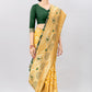 Mustard Pure Silk Embellished Floral Saree with Unstitched Blouse - Hiral Fashion | Swadesiicart