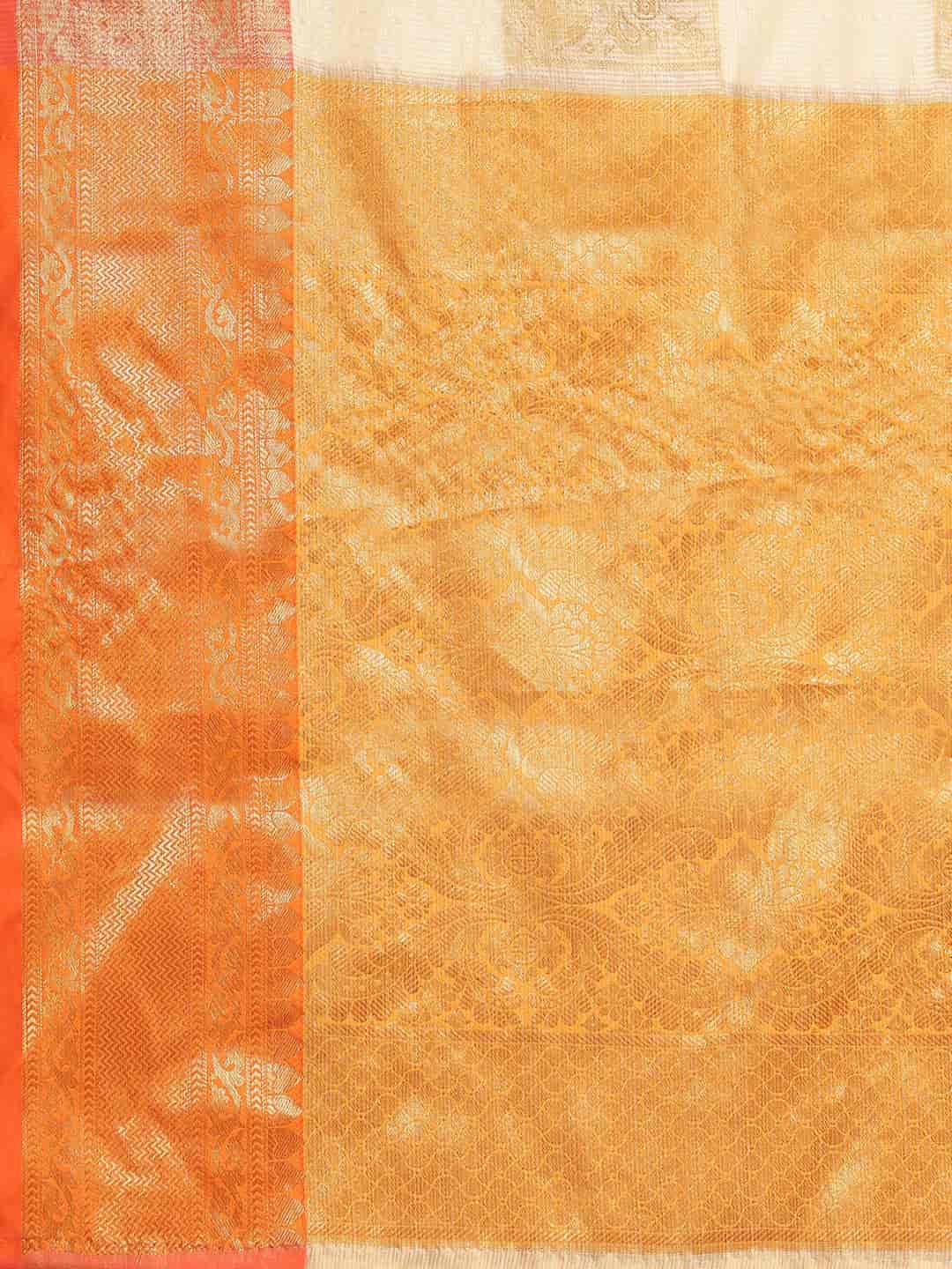 Beige Jute Silk Embellished Geomatric Saree with Unstitched Blouse - Hiral Fashion | Swadesiicart