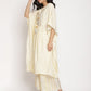 Ahalyaa Women Off White Printed Gotta Patti Kaftan Style Kurta With Palazzos | Swadesiicart