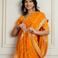 Ai Fashion Yellow Georgette Rajwadi Bandhani Print Party Wear Saree