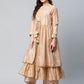 Ahalyaa Womens Beige Chanderi Kurta Palazzo Set with Dupatta | Swadesiicart