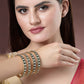 NVR Women's Set Of 4 Gold-Polished Green Kundan-Studded Traditional Bangles - Swadesiicart