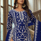 Vegaa Fashion Blue Premium Net Embroidered Traditional Palazzo Suit - Swadesiicart