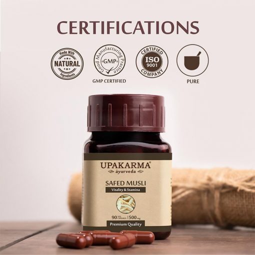 Upakarma Ayurveda Safed Musli Capsules - Swadesiicart