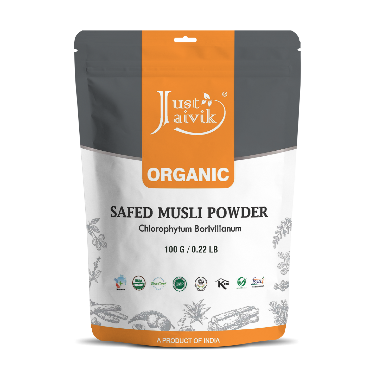 Just Jaivik | Safed Musli Powder | Chlorophytum Borivilianum | USDA | Organic