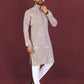 Neera Trendz Brown Soft Silk Embroidered Men's Kurta Pyjama - Swadesiicart