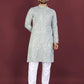 Neera Trendz Light Green Soft Silk Embroidered Men's Kurta Pyjama - Swadesiicart