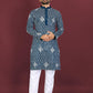 Neera Trendz Teal Soft Silk Embroidered Men's Kurta Pyjama - Swadesiicart