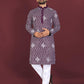 Neera Trendz Wine Soft Silk Embroidered Men's Kurta Pyjama - Swadesiicart