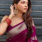 Vamika Weaving Banarasi Jacquard Purple Kanjivaram Saree | Swadesiicart