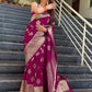 Vamika Weaving Banarasi Jacquard Purple Kanjivaram Saree | Swadesiicart