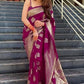 Vamika Weaving Banarasi Jacquard Purple Kanjivaram Saree | Swadesiicart
