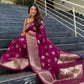Vamika Weaving Banarasi Jacquard Purple Kanjivaram Saree | Swadesiicart