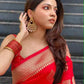 Vamika Weaving Banarasi Jacquard Red Kanjivaram Saree | Swadesiicart