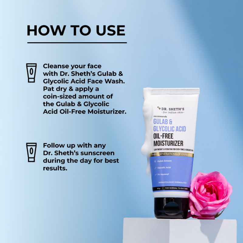 Dr. Sheth's Gulab & Glycolic Acid Oil-Free Moisturizer - Swadesiicart