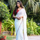 Teeya Creation Off White Color Georgette Fabric ready To Wear Saree | Swadesiicart