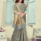 Vedant Vastram Litchi Silk Designer Banarasi Saree - Grey | Swadesiicart