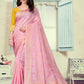 Vedant Vastram Litchi Silk Designer Banarasi Saree - Pink | Swadesiicart