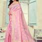 Vedant Vastram Litchi Silk Designer Banarasi Saree - Pink | Swadesiicart